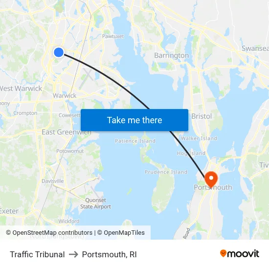 Traffic Tribunal to Portsmouth, RI map