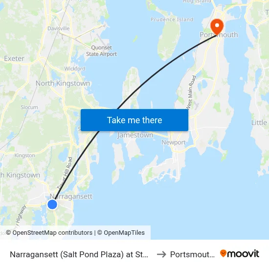Narragansett (Salt Pond Plaza) at Stop & Shop to Portsmouth, RI map