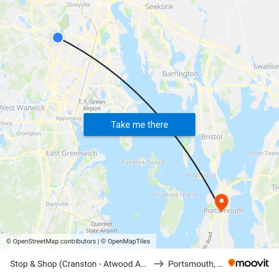 Stop & Shop (Cranston - Atwood Ave) to Portsmouth, RI map