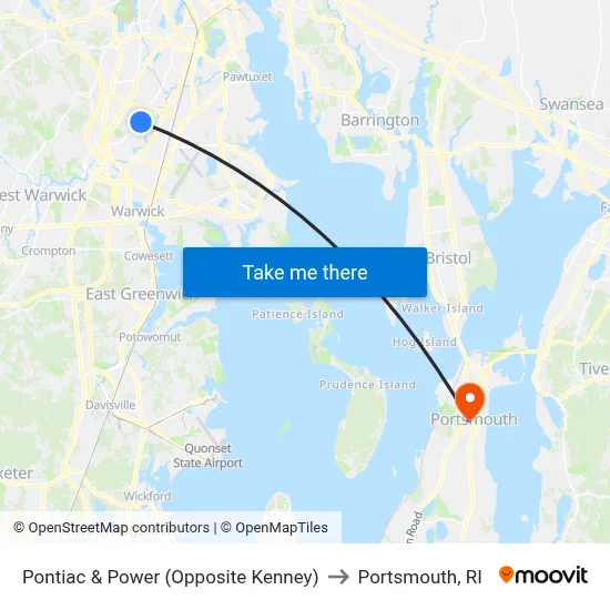 Pontiac & Power (Opposite Kenney) to Portsmouth, RI map