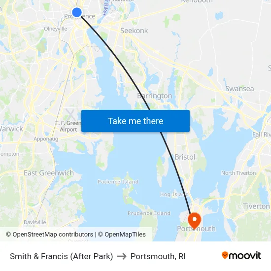 Smith & Francis (After Park) to Portsmouth, RI map