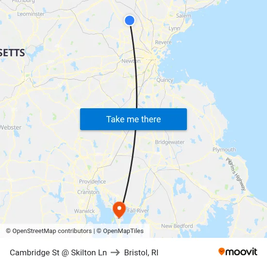 Cambridge St @ Skilton Ln to Bristol, RI map