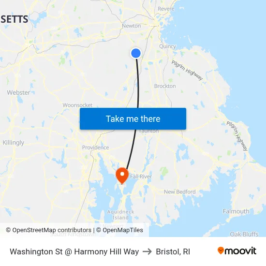 Washington St @ Harmony Hill Way to Bristol, RI map