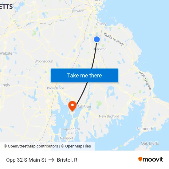 Opp 32 S Main St to Bristol, RI map