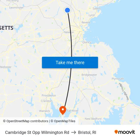 Cambridge St Opp Wilmington Rd to Bristol, RI map
