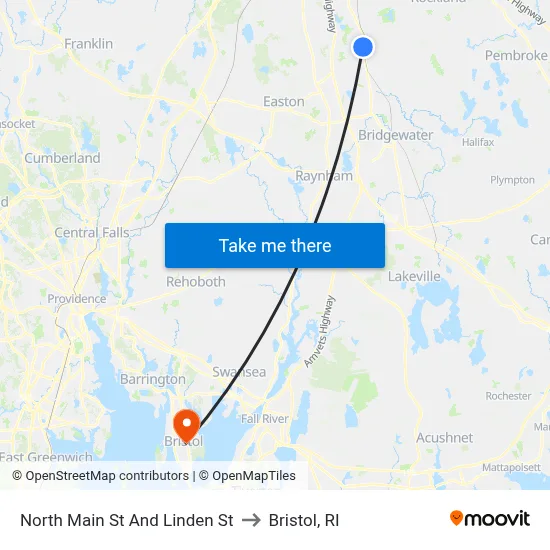 North Main St And Linden St to Bristol, RI map