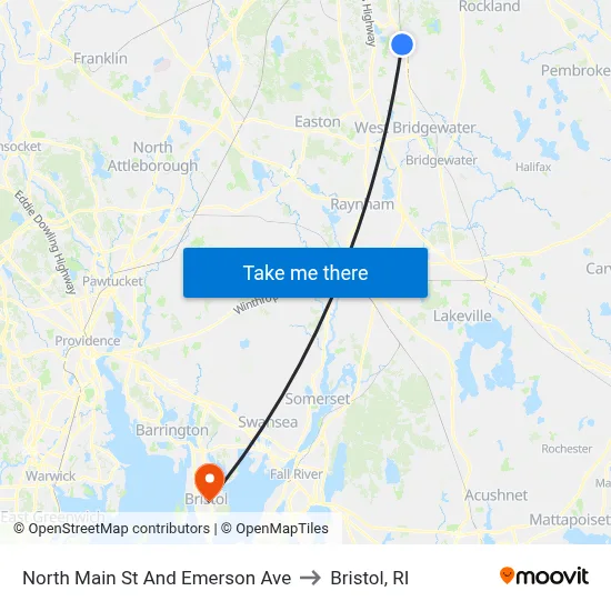North Main St And Emerson Ave to Bristol, RI map