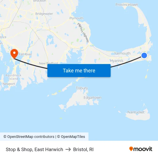 Stop & Shop, East Harwich to Bristol, RI map