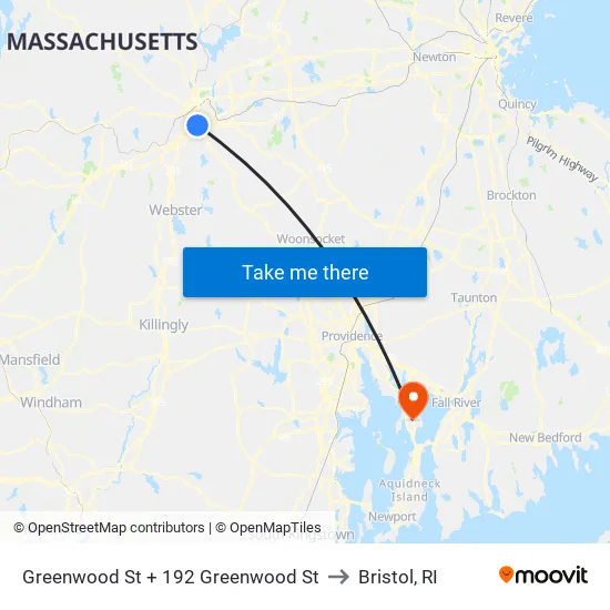 Greenwood St at 192 Greenwood to Bristol, RI map