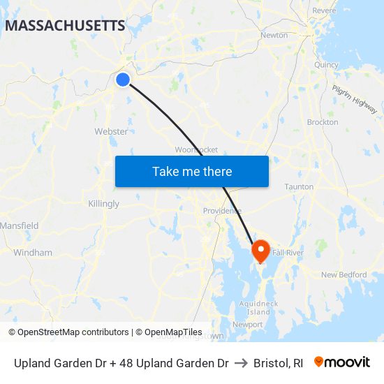 Upland Garden Dr at 48 Upland Garden to Bristol, RI map