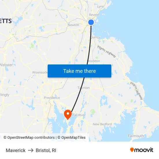 Maverick to Bristol, RI map