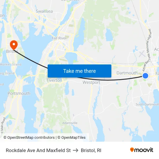 Rockdale Ave And Maxfield St to Bristol, RI map