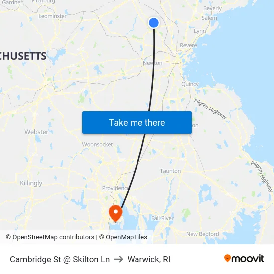 Cambridge St @ Skilton Ln to Warwick, RI map