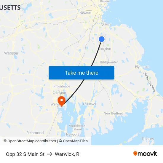 Opp 32 S Main St to Warwick, RI map