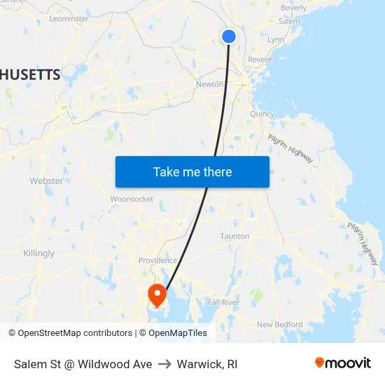 Salem St @ Wildwood Ave to Warwick, RI map
