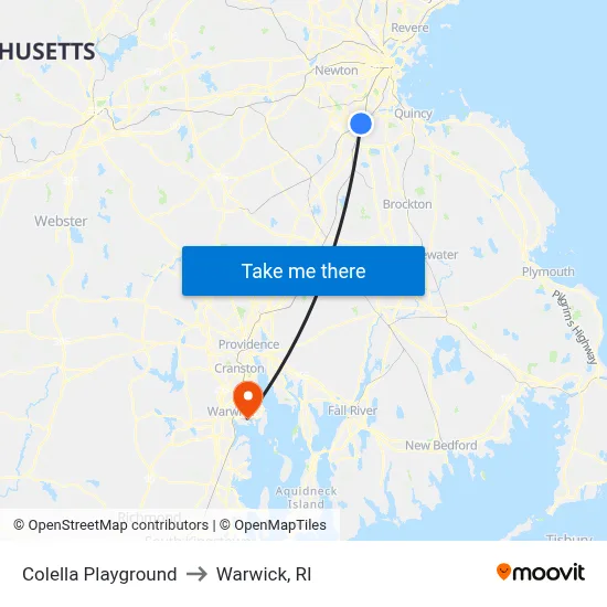 Colella Playground to Warwick, RI map