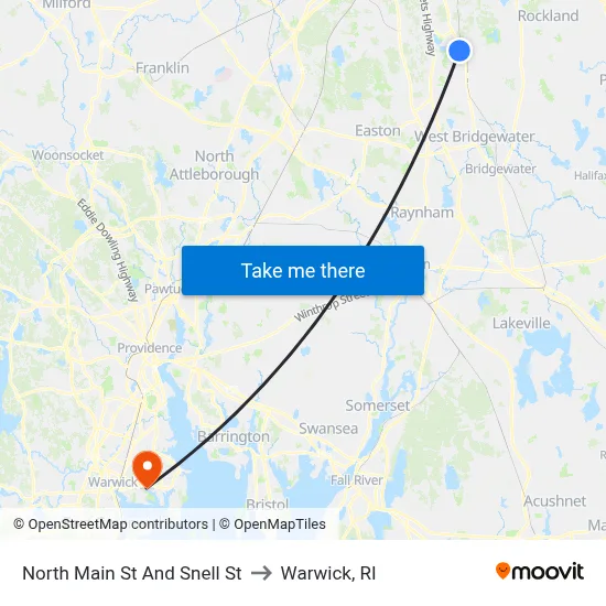 North Main St And Snell St to Warwick, RI map