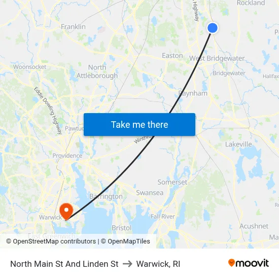 North Main St And Linden St to Warwick, RI map