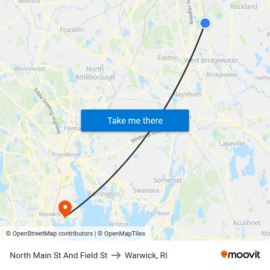 North Main St And Field St to Warwick, RI map