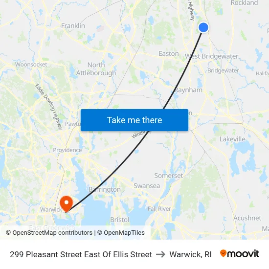 299 Pleasant Street East Of Ellis Street to Warwick, RI map
