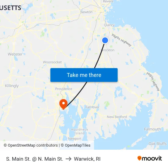 S. Main St. @ N. Main St. to Warwick, RI map
