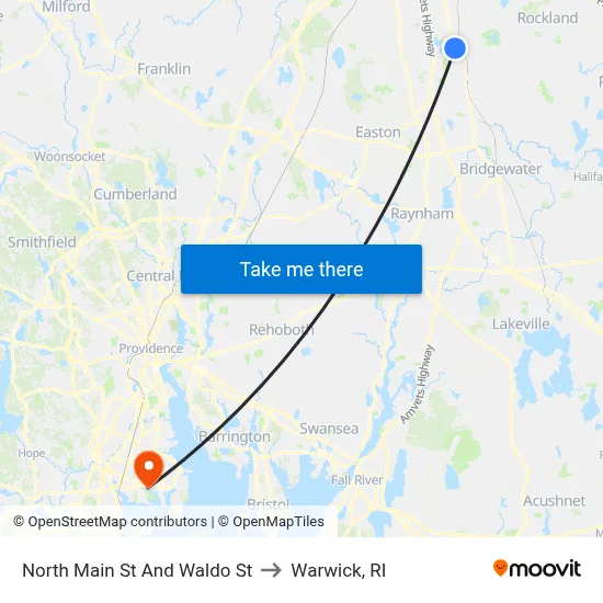 North Main St And Waldo St to Warwick, RI map