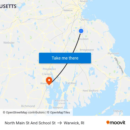North Main St And School St to Warwick, RI map