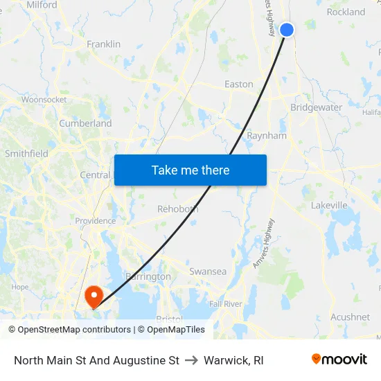 North Main St And Augustine St to Warwick, RI map