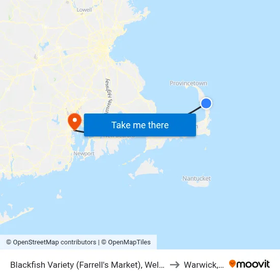 Blackfish Variety (Farrell's Market), Wellfleet to Warwick, RI map