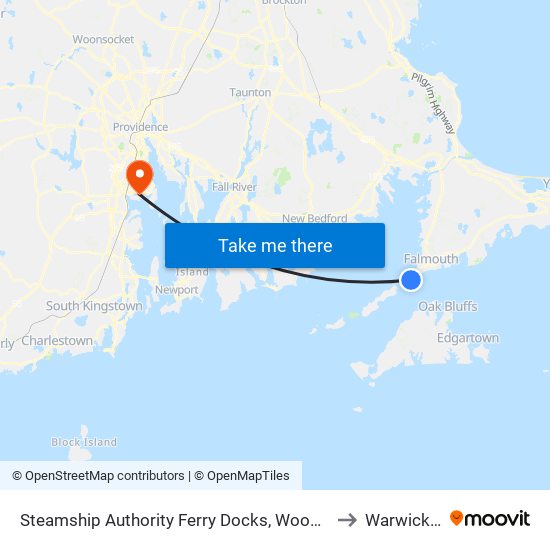 Steamship Authority Ferry Docks, Woods Hole to Warwick, RI map