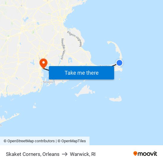 Skaket Corners, Orleans to Warwick, RI map