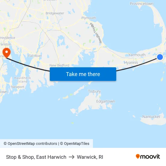 Stop & Shop, East Harwich to Warwick, RI map
