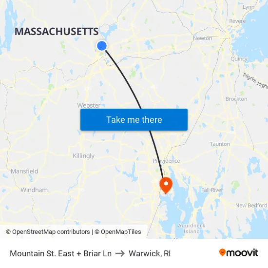 Mountain St. East + Briar Ln to Warwick, RI map