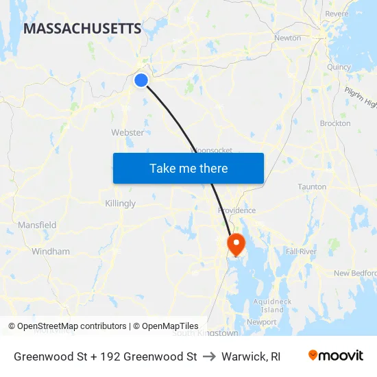 Greenwood St at 192 Greenwood to Warwick, RI map