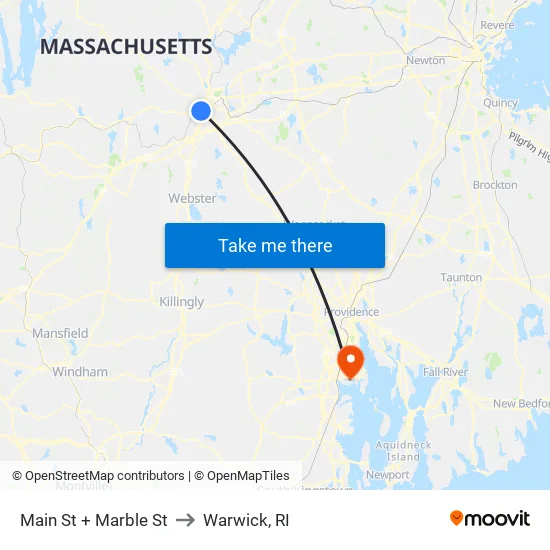 Main St + Marble St to Warwick, RI map