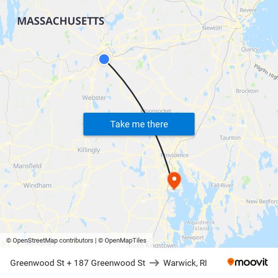 Greenwood St at 187 Greenwood to Warwick, RI map