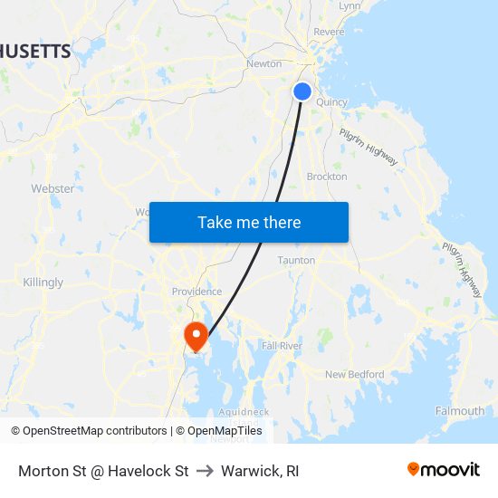 Morton St @ Havelock St to Warwick, RI map