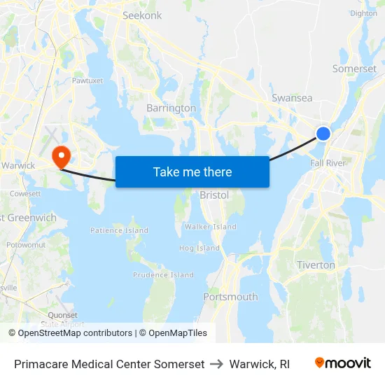 Primacare Medical Center Somerset to Warwick, RI map