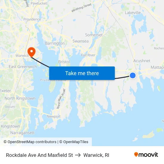 Rockdale Ave And Maxfield St to Warwick, RI map