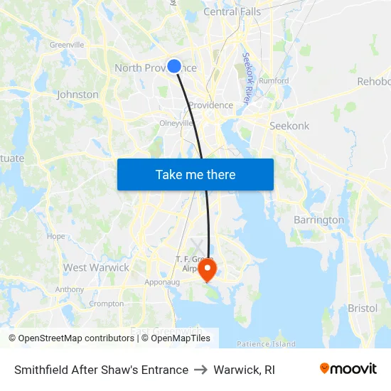 Smithfield After Shaw's Entrance to Warwick, RI map