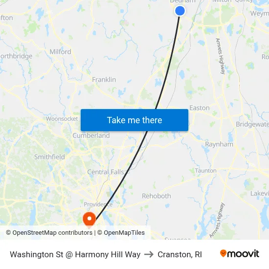 Washington St @ Harmony Hill Way to Cranston, RI map