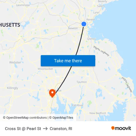 Cross St @ Pearl St to Cranston, RI map