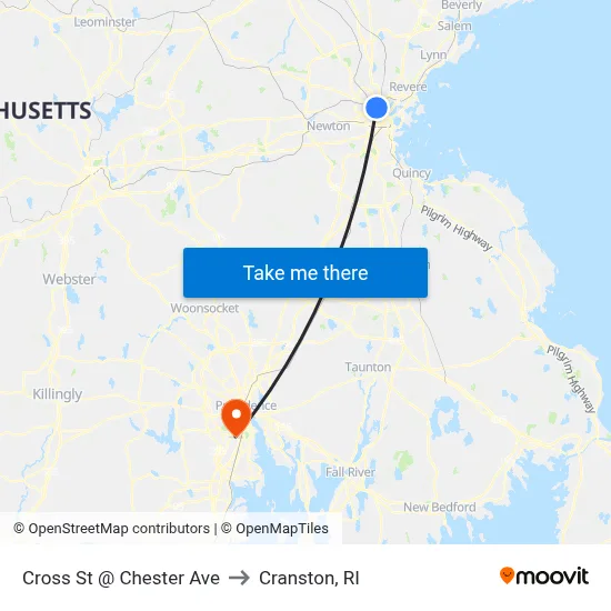 Cross St @ Chester Ave to Cranston, RI map