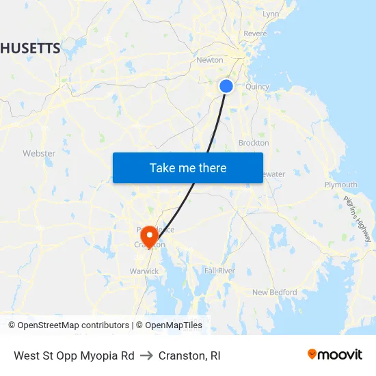 West St Opp Myopia Rd to Cranston, RI map