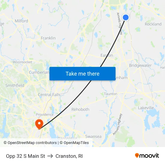 Opp 32 S Main St to Cranston, RI map
