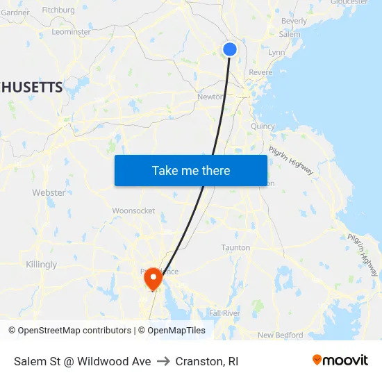 Salem St @ Wildwood Ave to Cranston, RI map