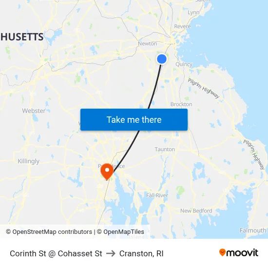 Corinth St @ Cohasset St to Cranston, RI map