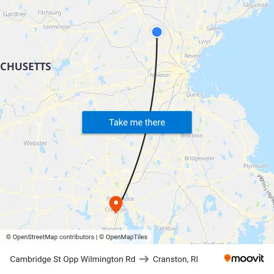Cambridge St Opp Wilmington Rd to Cranston, RI map