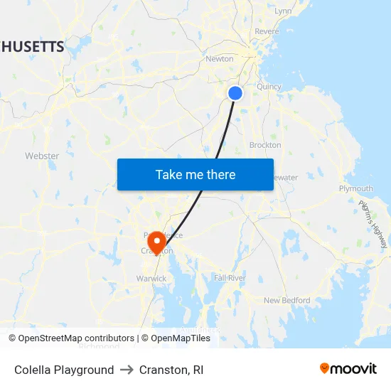 Colella Playground to Cranston, RI map