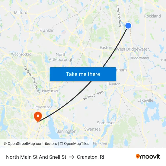 North Main St And Snell St to Cranston, RI map